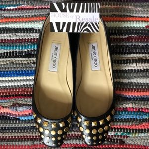 Jimmy Choo Black Gold Studded Ballet Flat 37.5